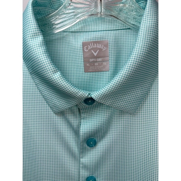 NWOT Callaway Opti-Dri Golf Polo, Teal Plaid Print, Size XL - Picture 5 of 6